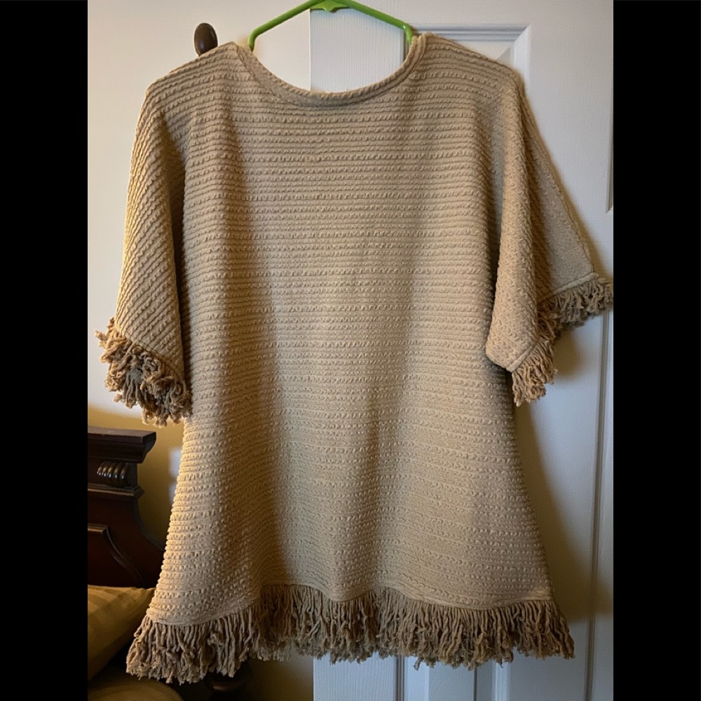 Camel ruffled sleeves blouse